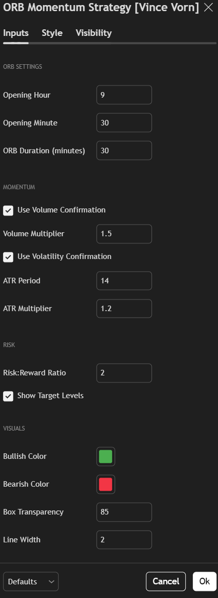 ORB Input Settings Panel